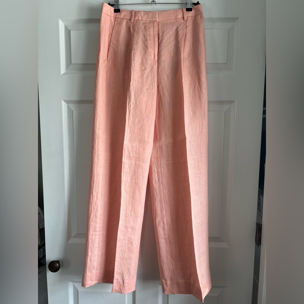 J. Crew Essential Wide Leg Linen Pants Peach Coral Size 4